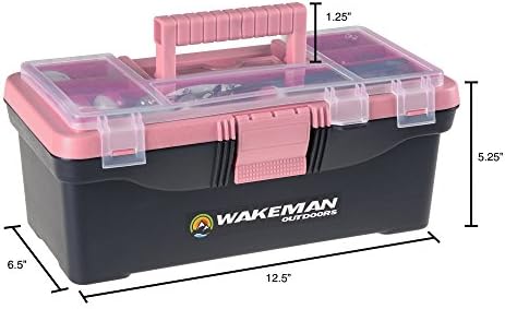 55-Piece Fishing Tackle Set - Tackle Box Includes Sinkers, Hooks, Lures, Bobbers, Swivels, Fishing Line, and More - Fishing Gear by Wakeman (Pink) - Image 2