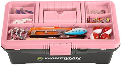 55-Piece Fishing Tackle Set - Tackle Box Includes Sinkers, Hooks, Lures, Bobbers, Swivels, Fishing Line, and More - Fishing Gear by Wakeman (Pink) - Image 3