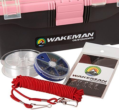 55-Piece Fishing Tackle Set - Tackle Box Includes Sinkers, Hooks, Lures, Bobbers, Swivels, Fishing Line, and More - Fishing Gear by Wakeman (Pink) - Image 5