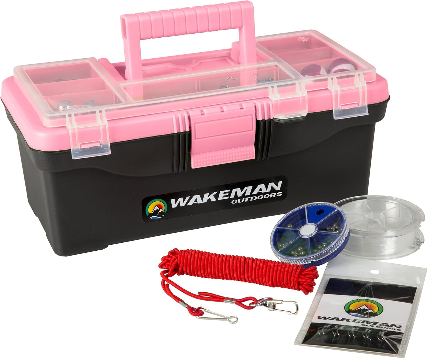 55-Piece Fishing Tackle Set - Tackle Box Includes Sinkers, Hooks, Lures, Bobbers, Swivels, Fishing Line, and More - Fishing Gear by Wakeman (Pink) - Image 9
