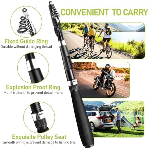 Fishing Pole and Reel Combo - 2PCS Carbon Fiber Telescopic Rods Spinning Reels Saltwater/Freshwater Kit with Lures, Line and Carrier Bag, Travel Fishing Gear for Adults - Image 2