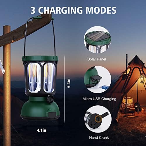 Raynic 6000 LED Camping Lantern, 650LM Hand Crank Solar Battery Powered Rechargeable Lantern, Emergency Lights for Home Power Failure, Hurricane, USB Cable Included - Image 5