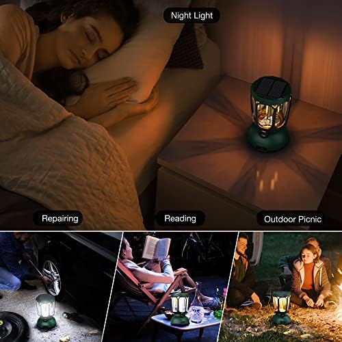 Raynic 6000 LED Camping Lantern, 650LM Hand Crank Solar Battery Powered Rechargeable Lantern, Emergency Lights for Home Power Failure, Hurricane, USB Cable Included - Image 6