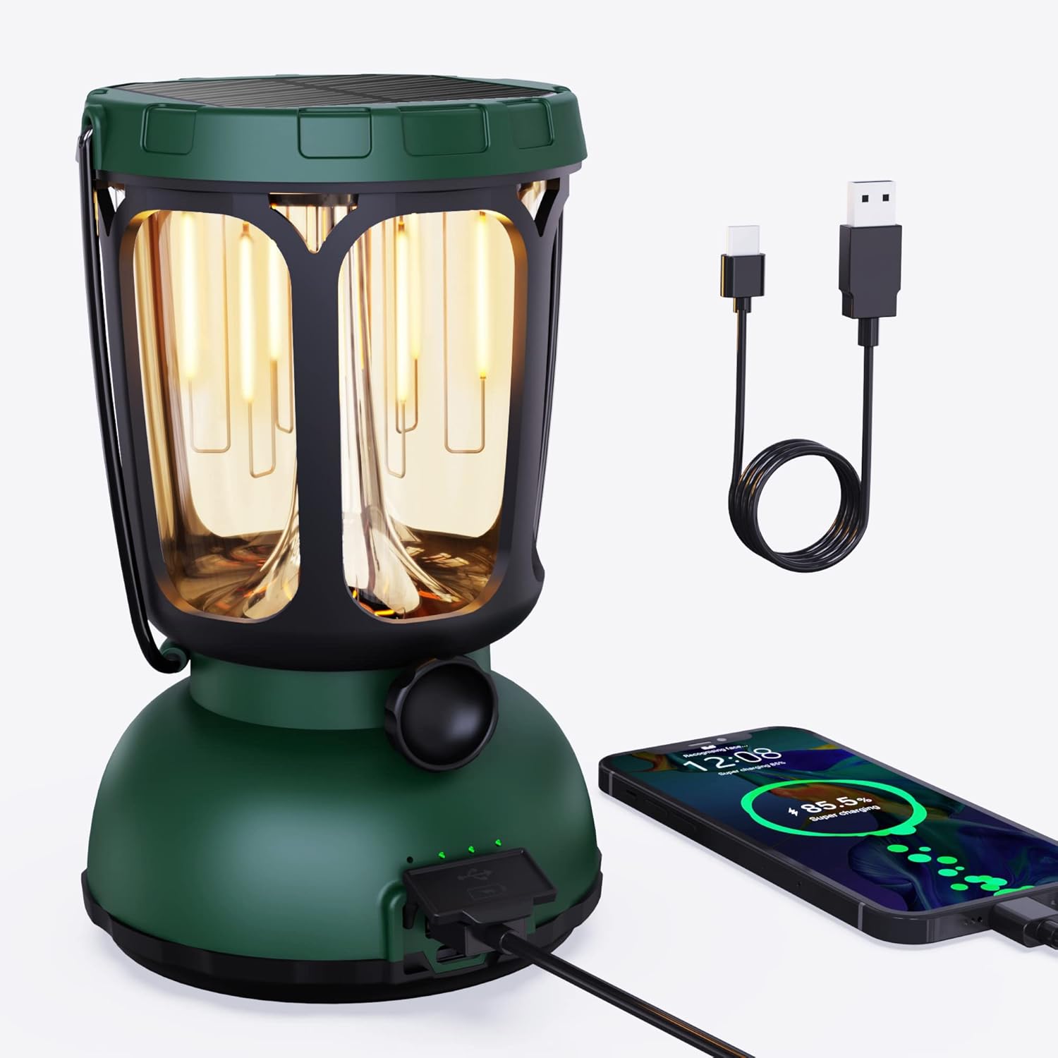 Raynic 6000 LED Camping Lantern, 650LM Hand Crank Solar Battery Powered Rechargeable Lantern, Emergency Lights for Home Power Failure, Hurricane, USB Cable Included - Image 9